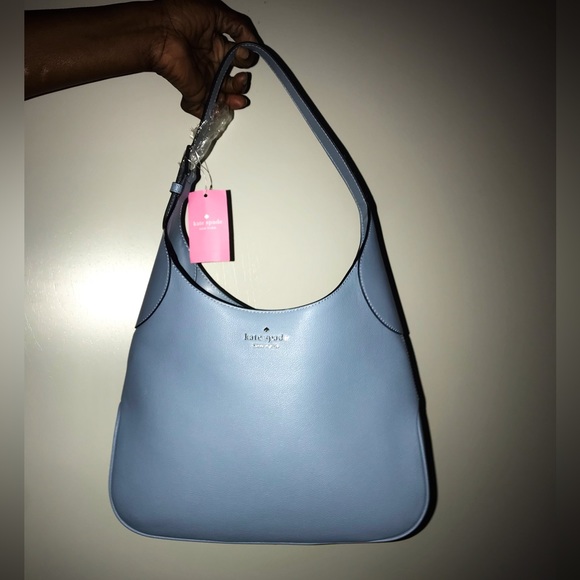 KATE SPADE DUSTY BLUE PEBBLED LEATHER SHOULDER BAG - Picture 3 of 8